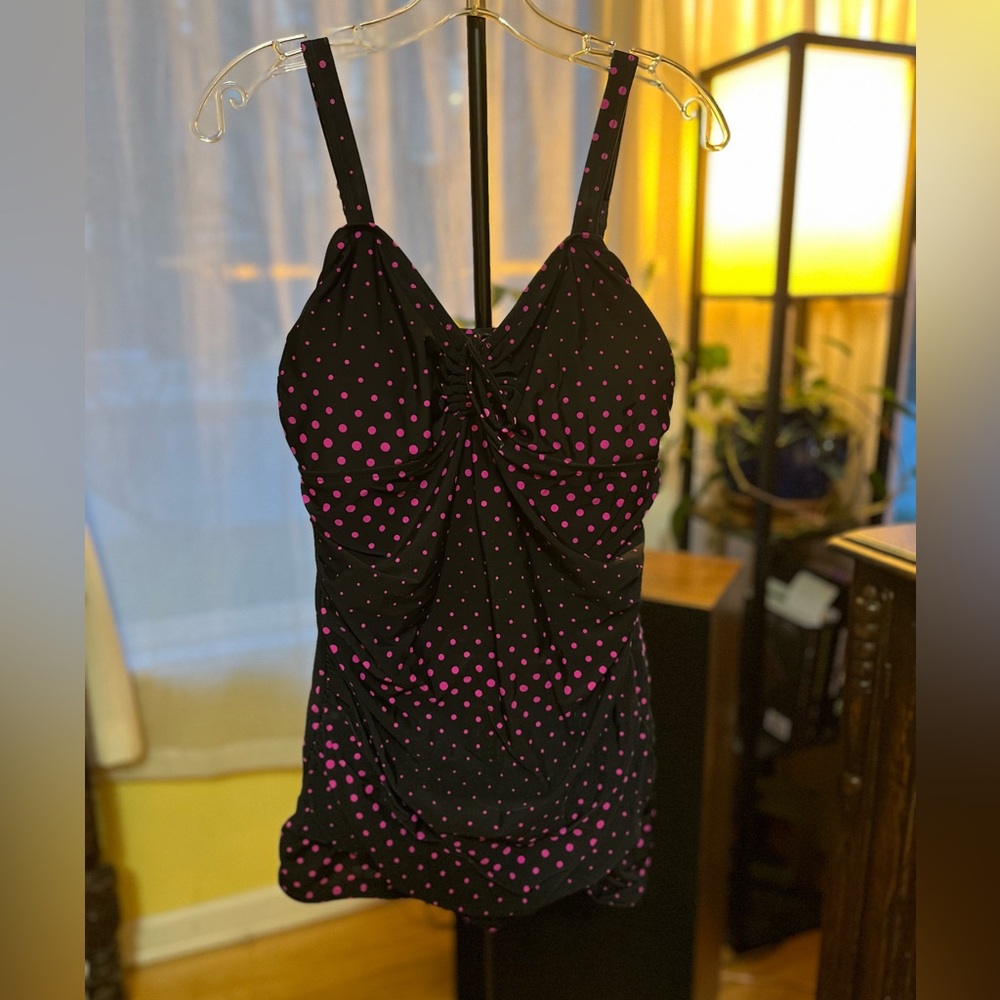 Black and Pink Polka Dot Bathing Suit